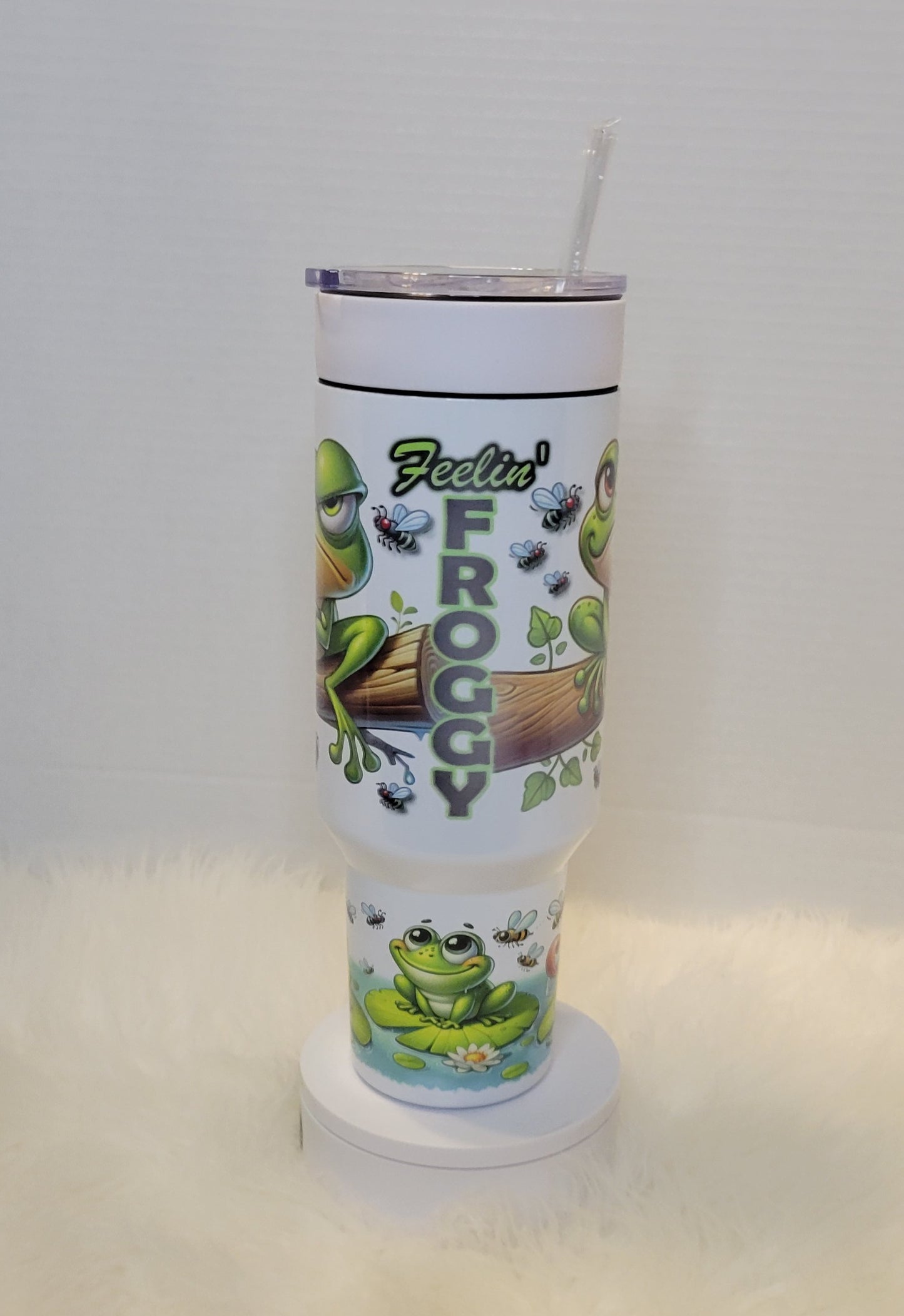 40oz Feelin Froggy Tumbler with Lid and Straw