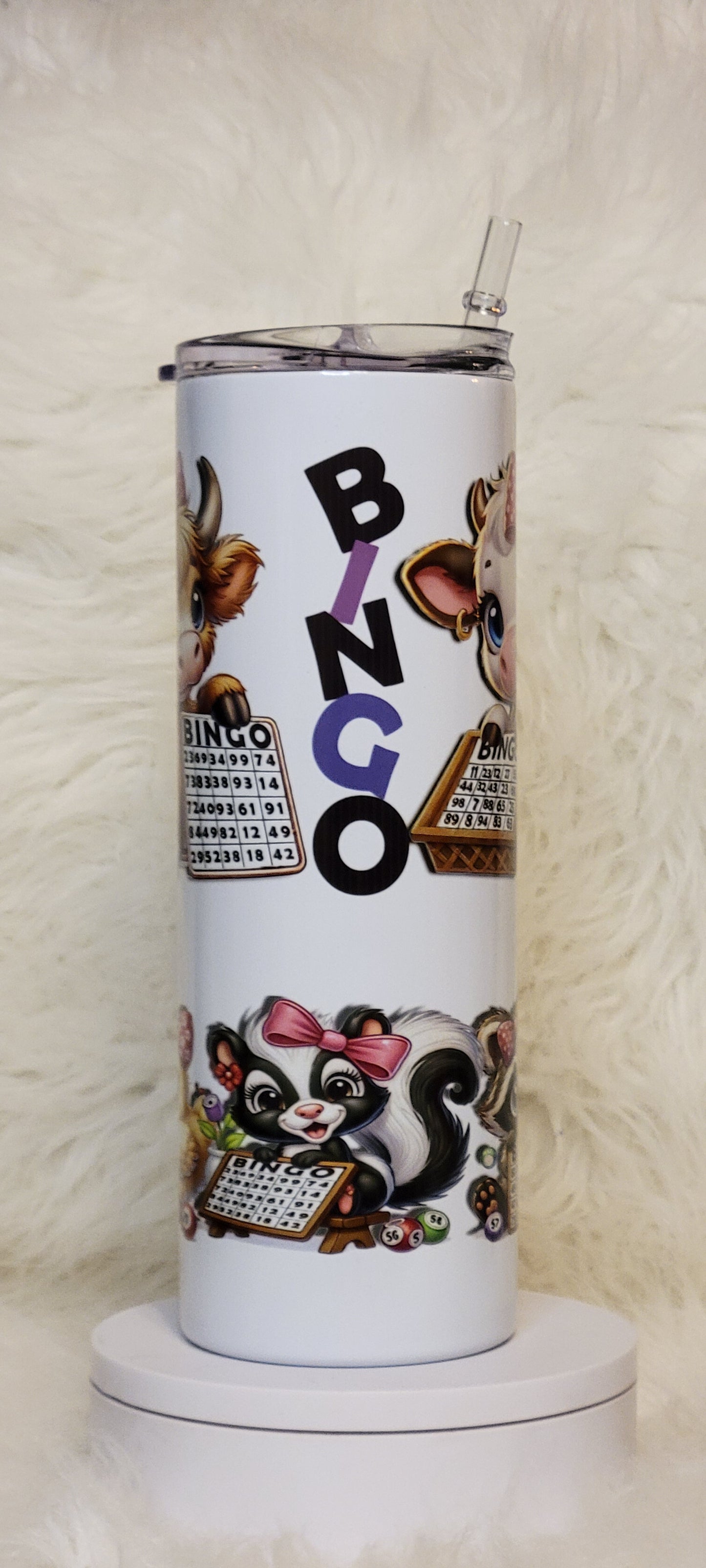 Cute 20oz Cow Bingo Tumbler