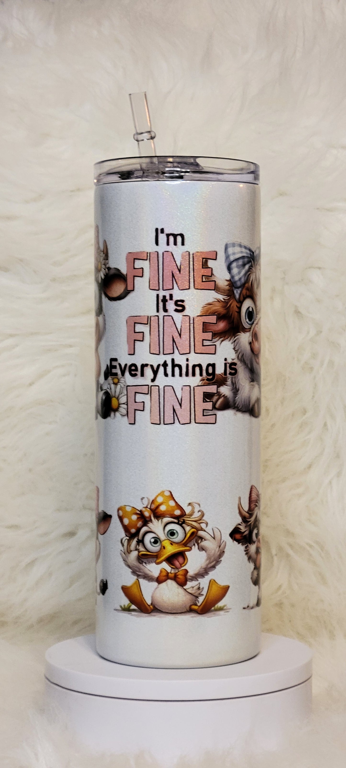 20oz "I'm Fine" Cow and Duck Tumbler