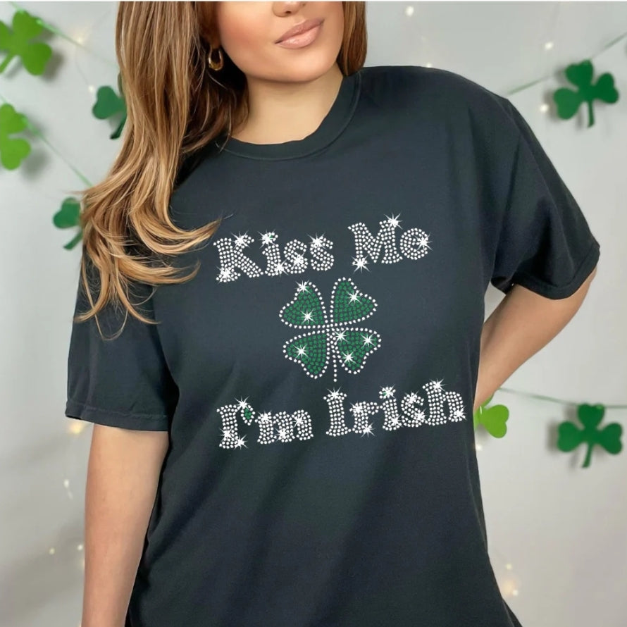 Rhinestone Kiss Me I'm Irish Tshirt