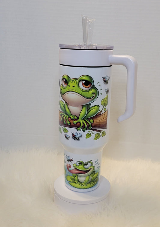 40oz Feelin Froggy Tumbler with Lid and Straw
