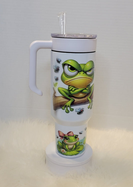 40oz Feelin Froggy Tumbler with Lid and Straw