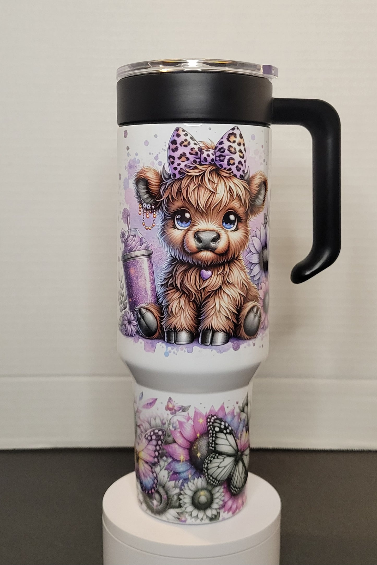 Purple Cow 40oz Tumbler with two lids