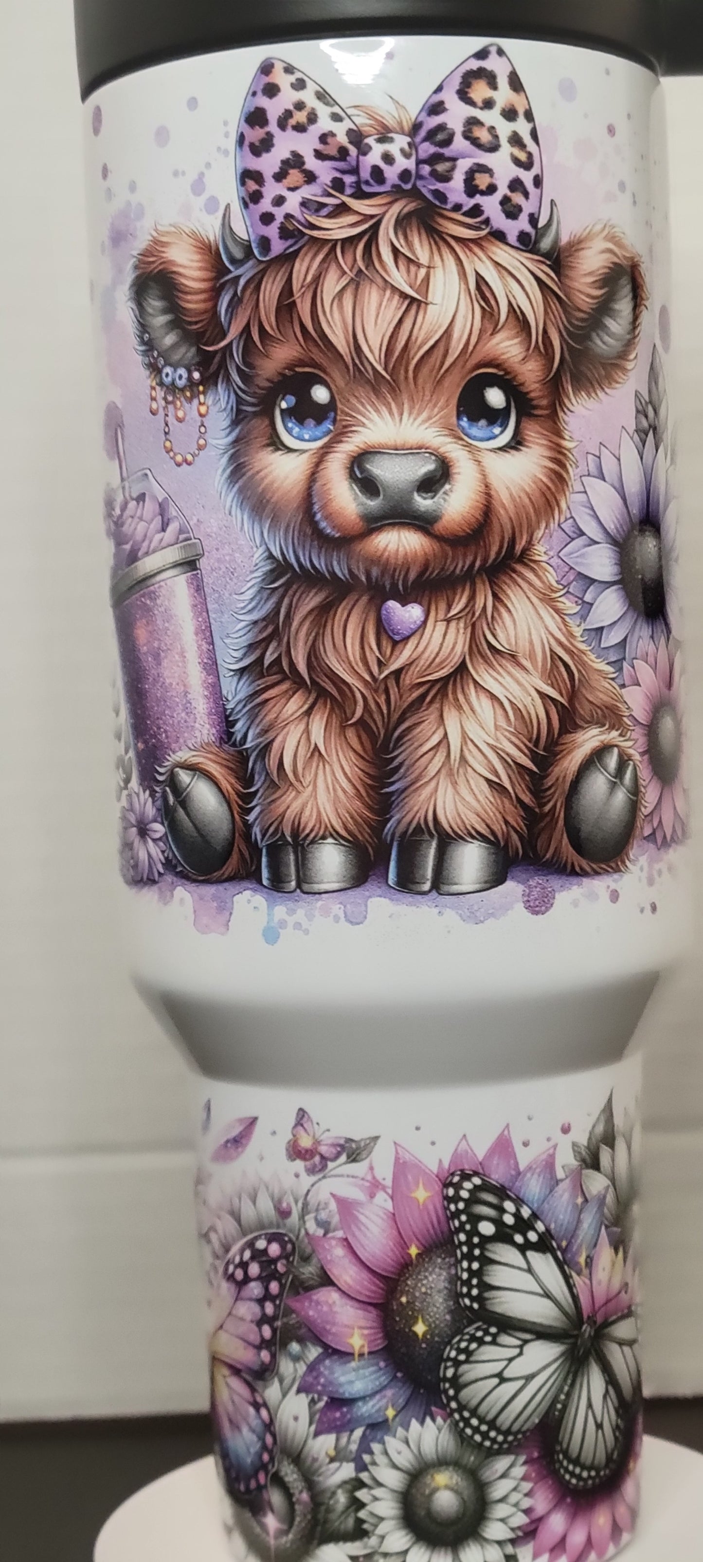 Purple Cow 40oz Tumbler with two lids