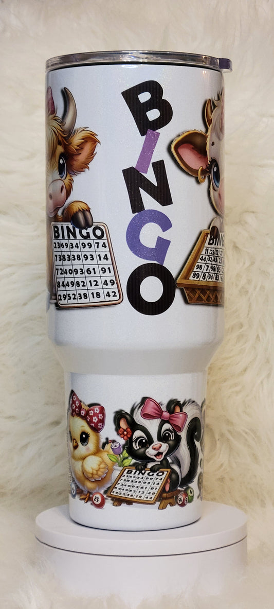 Cute 40oz Cow Bingo Tumbler