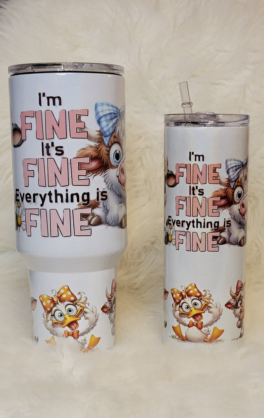 40oz / 20oz "I'm Fine" Tumbler Set