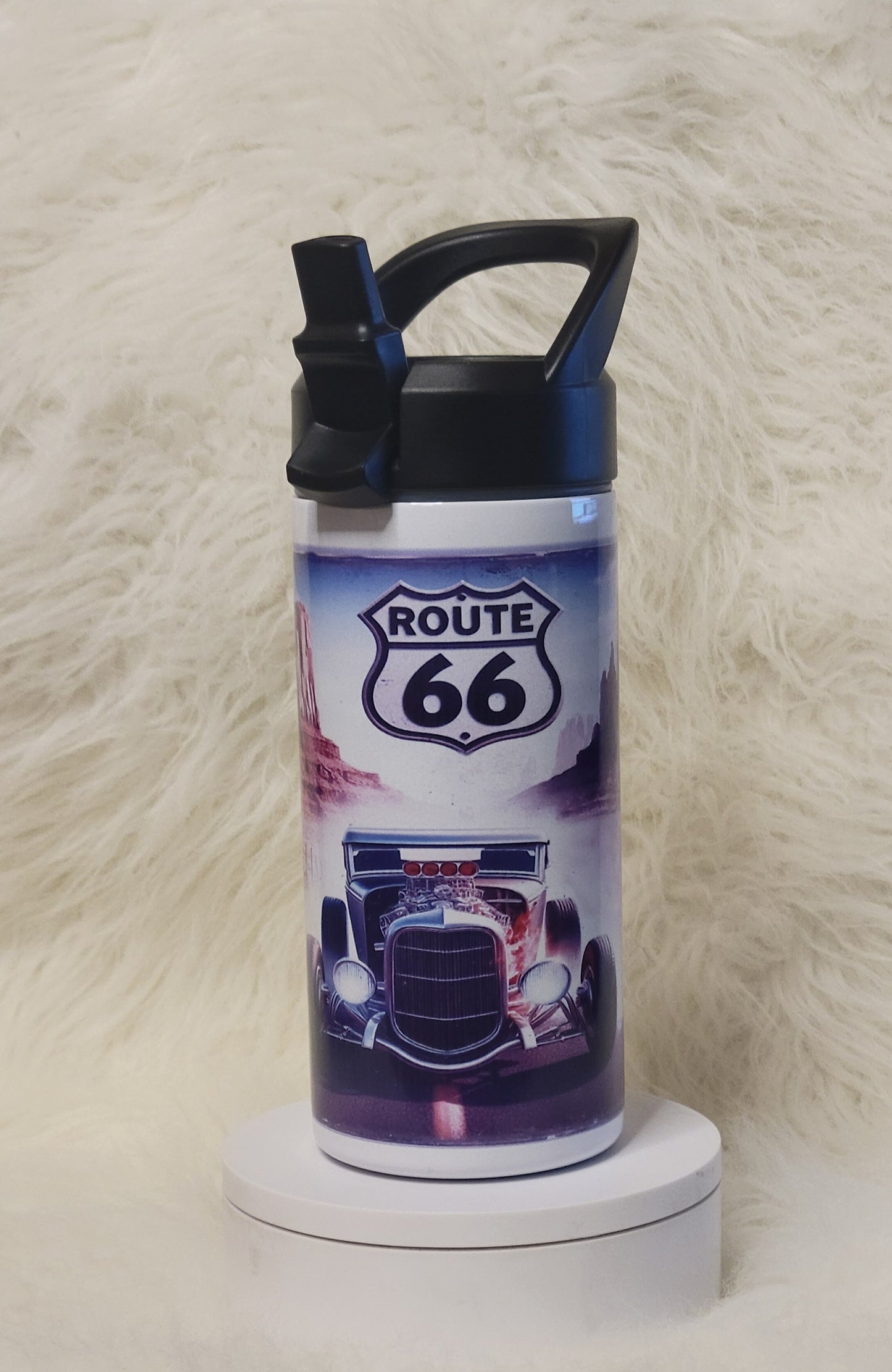 15oz Tumbler W/Screw Lid and Flip up Straw Route 66