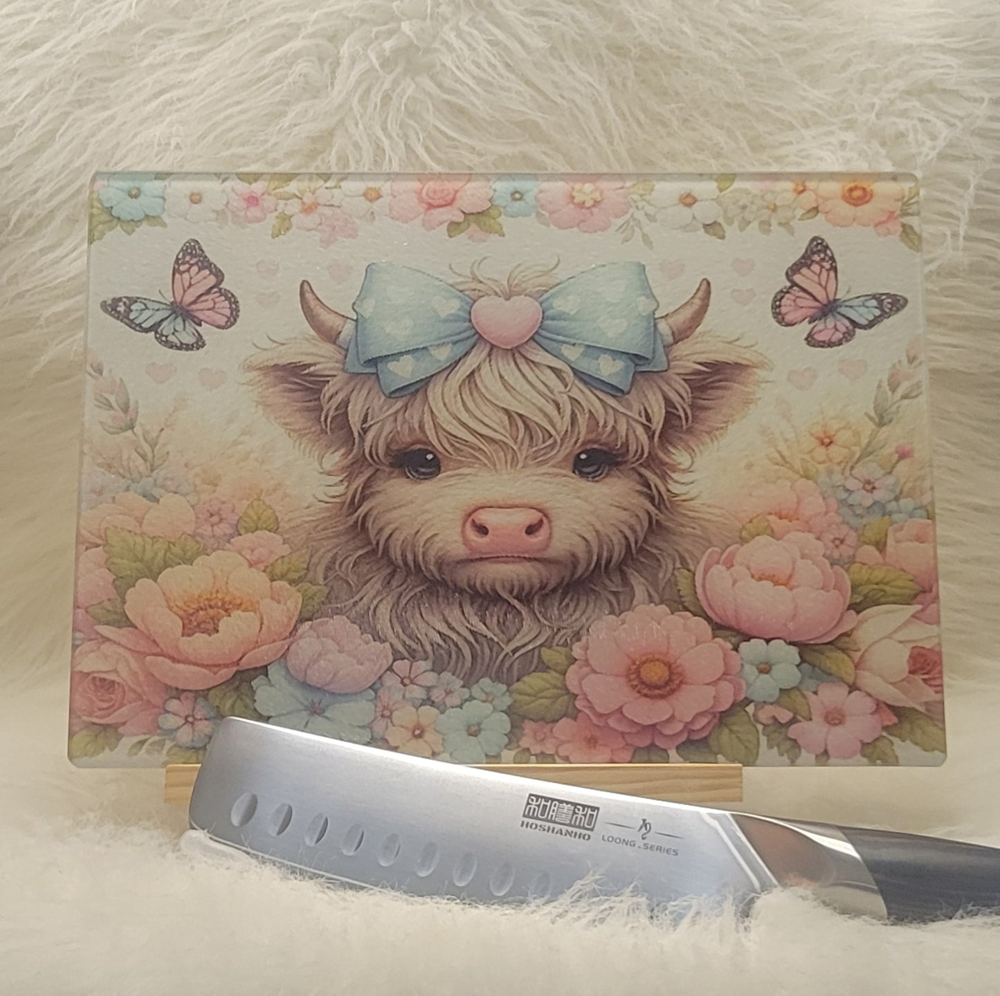Glass Cutting Board Highland Baby Cow