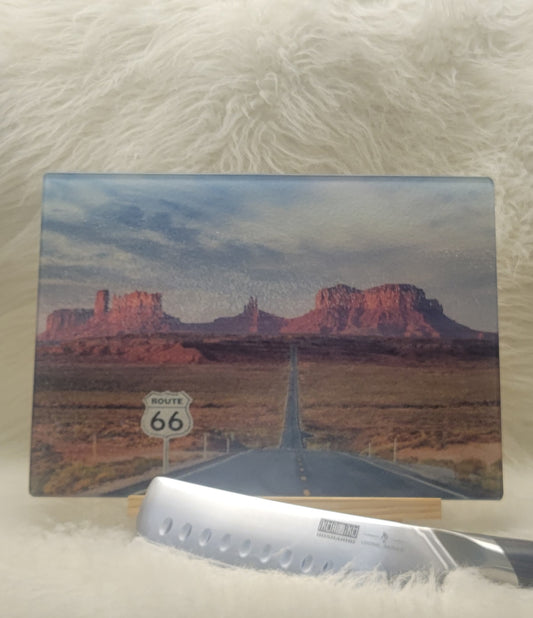 Glass Cutting Board Route 66