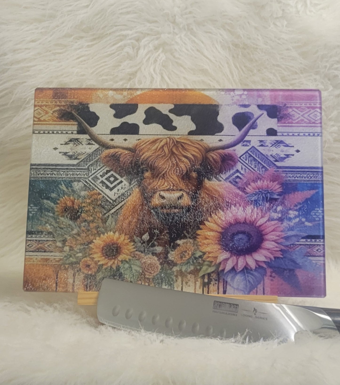 Glass Cutting Board Highland Cow