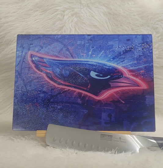 Glass Cutting Board Red Bird Design