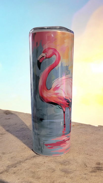 Pink Famingos 20oz Tumbler With Lid and Straw