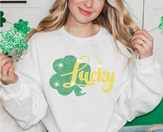 Irish Lucky Rhinestone Tshirt (*sweatshirts special order only)