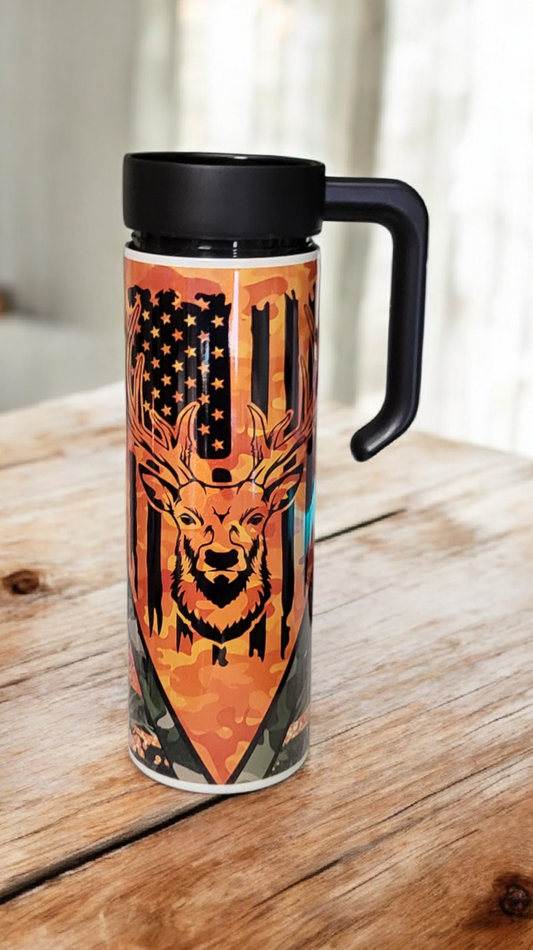 Hunters Orange 20oz Tumbler With MakerTwist Handle and Lid